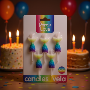 Bougies en forme de queue de sirène Party Love, 5 pièces, décorations d'anniversaire - Product Image 3