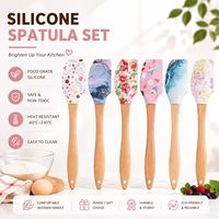 Spatule de cuisson en silicone résistant à la chaleur avec manche en bois naturel, multi-designs pour la préparation de gâteaux, pâtes et pâtisseries