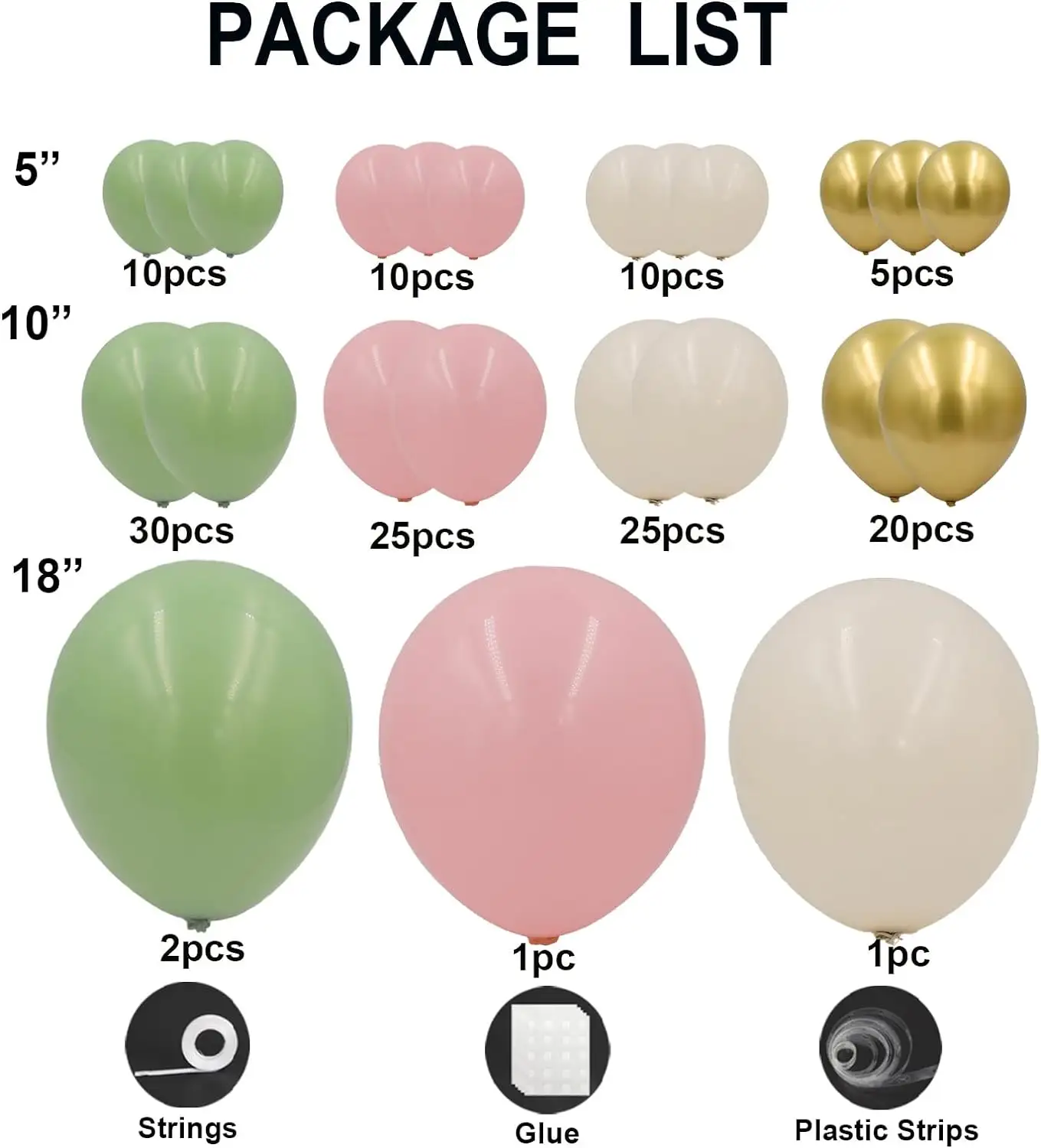 JYAO oro verde palloncini in lattice bianco 50 pezzi 12 pollici verde e oro palloncini per feste di compleanno Baby Shower