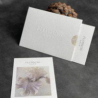 Cartes de vœux de luxe avec enveloppe, papier texturé mat personnalisé, logo en relief, pochette d'enveloppe imprimée pour l'emballage de la marque