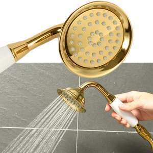 Pomme <span class=keywords><strong>de</strong></span> douche à main en laiton avec tuyau <span class=keywords><strong>de</strong></span> 59 cm, finition or brossé, écologique, haute pression, valve en céramique, pulvérisateur <span class=keywords><strong>de</strong></span> salle <span class=keywords><strong>de</strong></span> <span class=keywords><strong>bain</strong></span> - Product Image 2