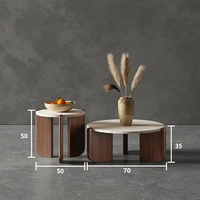 Table basse minimaliste en bois massif durable pour petit salon ou table à thé circulaire pour balcon