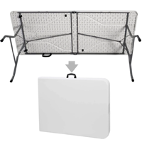 Vente en gros Table pliable en plastique HDPE blanc pour salle à manger et événements, banquets de mariage