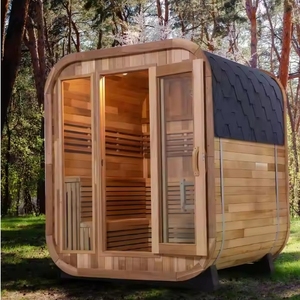 Sauna de cedro rojo cúbico para exteriores Sauna de vapor finlandesa tradicional Sala de sauna con puerta de vidrio transparente popular - Product Image 1