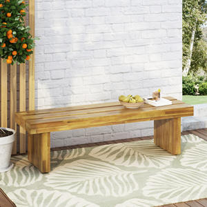 Banc d'extérieur en <span class=keywords><strong>bois</strong></span> d'acacia fait à la main - Siège de patio en teck ANGIE avec assise en faux rotin - Product Image 1