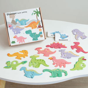 Lettre en bois colorée sur le thème des dinosaures appariement cartes mémoire Puzzle créatif jouets éducatifs pour les tout-petits - Product Image 2
