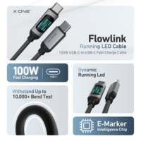 Kabel Data USB C ke Type-C 100W Pengisian Cepat 5A Indikator Lampu LED Berjalan  Berbahan Nilon Kepang untuk Laptop MacBook iPad Samsung