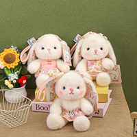 Porte-clés en peluche lapin style chinois 18 cm, super doux, pendentif animal en peluche, cadeau d'anniversaire, décoration de sac - Vente en gros