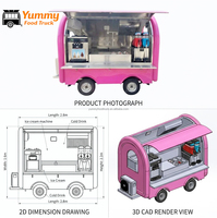 Chariot de service extérieur miniature personnalisable, remorquable, pour la restauration mobile de café et de crème glacée, équipement de cuisine complet inclus