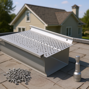 Protector de Canalones de Aluminio de 5 Pulgadas, 104 Pies de Longitud Total, Filtro de Hojas para Techo, Diseño Industrial - Product Image 2