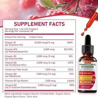 Gouttes liquides de complexe de vitamines B OEM avec B12, B6, B1, Niacine, Folate – Vitamines essentielles en gouttes liquides pour l'immunité, l'énergie, le métabolisme et le cerveau
