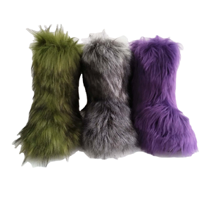 Bottes d'hiver pour filles en fourrure, semelle extérieure en EVA souple, bottes de neige longues et moelleuses de luxe, chaudes et douces - Product Image 3