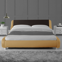 Lit en cuir synthétique PU Willsoon au design moderne avec éclairage LED, lit double/grand lit/king size, meubles de chambre à coucher, cadre en bois
