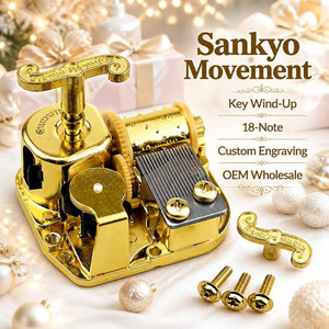 Kit de mécanisme de remplacement pour boîte à musique manuelle Sankyo 18 notes avec mécanisme pur, <span class=keywords><strong>chansons</strong></span> personnalisées et technologie d'électrodéposition - Product Image 1