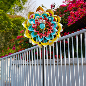 Vent <span class=keywords><strong>solaire</strong></span> Spinner multicolore LED boule <span class=keywords><strong>de</strong></span> verre double direction métal cinétique vent Sculpture décorative pelouse ornement <span class=keywords><strong>moulin</strong></span> à vent - Product Image 5