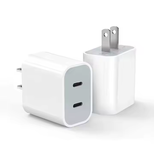 Portable USB-C Charger QC3.0 40W PD Charger Quick Charge US/EU Plug Dual PD Charger for Phone15 16 17