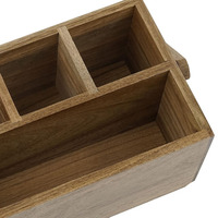 Porte-ustensiles en bois d'acacia avec poignée, organiseur de couverts, support pour serviettes et assiettes en papier