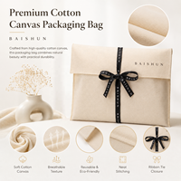 Sac d'emballage en toile de coton avec nœud en ruban pour abaya, cadeau, vêtements, beauté, voyage, rangement et organisation