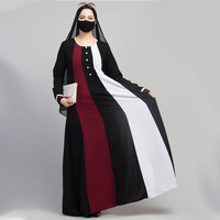 Robe d'été de haute qualité multicolore Kaftan Casual Big Size Long Sleeve Muslim Women Maxi Abaya