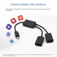 Câble Hub OTG Micro USB 2.0 4-en-1 DeDs D1125 0,2 m avec gaine en PVC, adaptateur de charge/alimentation pour téléphones mobiles