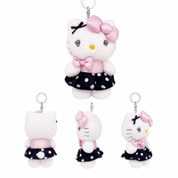 Porte-clés en peluche Hello Kitty rose à pois avec nœud, 4 pouces, jouet en peluche mignon pour la décoration de magasin, prix abordable