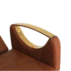 Poltrona da Parrucchiere Marrone Dorato Girevole a 360° con Braccioli in Acciaio Inox, Sedia da Barbiere Sollevabile <span class=keywords><strong>per</strong></span> <span class=keywords><strong>Salone</strong></span> - Product Image 6