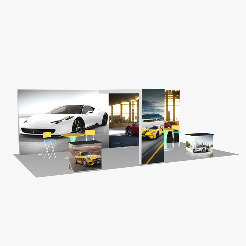 Conception personnalisée En Aluminium Bord Allumé Double Face D'exposition Stand d'exposition 20x20
