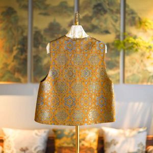Gilet en soie brodée Jinbao Xianghua à col rond et simple boutonnage, nouvelle mode chinoise, veste décontractée de printemps 5138 - Product Image 4