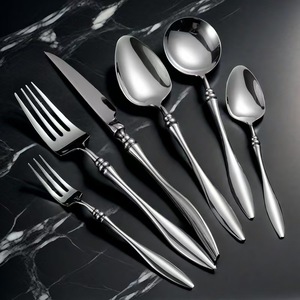 Bán buôn Chất lượng cao <span class=keywords><strong>Flatware</strong></span> dao muỗng và nĩa bạc <span class=keywords><strong>sets</strong></span> 304 thép không gỉ sang trọng thiết lập dao kéo cho khách sạn - Product Image 1