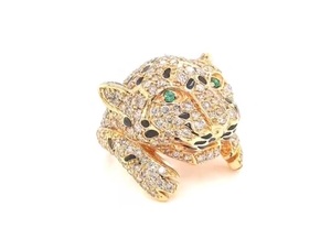 แหวนเพชรธรรมชาติประดับเพชรรูปเสือประดับด้วยทองคำขาว14 KT เครื่องประดับแฟชั่นสำหรับผู้หญิง - Product Image 2