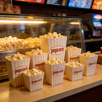 Boîtes à popcorn jetables de qualité alimentaire avec logo personnalisé imprimé, style dossier, boîte à popcorn en papier de qualité alimentaire