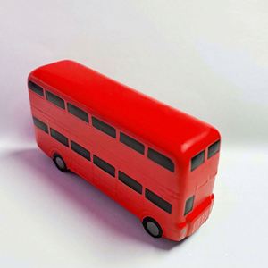 Custom Print Foam Double Decker Bus Stress Ball Soft Squeezable Foam Bus Shape Toys Promotional Gifts - Product Image 1
