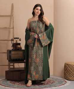 Nuevo Conjunto de Dos Piezas de Abaya Elegante con Bordado de Flores de Talla Grande, Manga Larga y Largo hasta el Tobillo, con Turbantes para Mujeres Musulmanas - Product Image 4