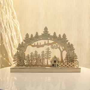 Warm White Battery Powered Eco-friendly Wooden LED <b>Tree</b> <b>Light</b> Candle Bridge Christmas Room Table Decoration - Product Image 2