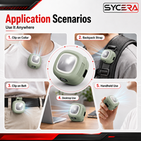 Mini ventilateur à pince rechargeable, autonomie de la batterie de 2000 mAh, fonctionnement silencieux, affichage numérique, lumière ambiante RVB, ventilation réglable pour les voyages