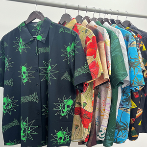 <span class=keywords><strong>Camicia</strong></span> hawaiana da <span class=keywords><strong>uomo</strong></span> a maniche corte con colletto abbottonato in poliestere satinato ad asciugatura rapida, stampa sublimatica con logo personalizzato, abbigliamento da spiaggia. - Product Image 5