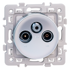 Prise et prise de TV-FM-SAT carrée argentée - Product Image 1