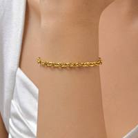 Bracelet Chaîne d'Angle Géométrique Tendance en Acier Inoxydable Plaqué Or, Simple et Élégant, Accessoire Anniversaire Femme HXYD BR-1654