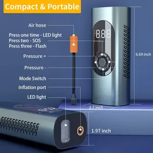 Mini bomba de compresor de aire eléctrico portátil, inflador de neumáticos inalámbrico con luz Led para bicicletas, coche y motocicleta, DC 12v