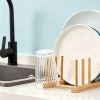 Égouttoir de rangement en bambou pour assiettes, bols, tasses, livres, couvercles de casseroles, planches à découper, support de séchage, organisateur pour armoire de cuisine