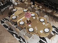 Meubles de maison en acier inoxydable Table de luxe en acier inoxydable gravé Table moderne créative en forme de table à manger