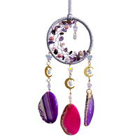Pendentif voiture cristal lune agate violette naturelle fait main cadeau homme luxe décoration voiture élégante