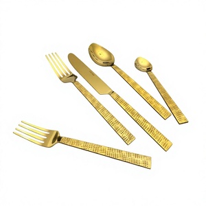 Wholesale Modern Spoons Forks Knives Custom Design Cutlery Metal <b>Gold</b> Plated Flatware Set for Wedding Party Buffet Use - Product Image 4