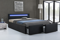 Willsoon modernes gepolstertes king-size-pu-bett mit gashebebett mit led-licht größe und farbe verfügbar