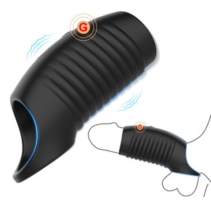 Wieder verwendbare Silikon-Penis ringe für Erwachsene für Männer Vibrierender Penis-Ärmel-Extender Enlarger Enhancer Ball Stretch Kondom Sexspielzeug - Product Image 6