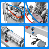 Machine de remplissage semi-automatique pneumatique à piston pour jus, huile, eau, miel, sauce, crème et liquides visqueux en bouteille