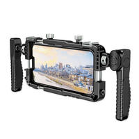 Stabilisateur portable universel en plastique pour téléphone portable, type cage, avec double poignée, cadre d'extension pour appareil photo, compatible jusqu'à 6 kg