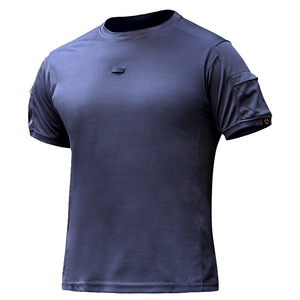 Camiseta táctica DF19 azul oscuro marrón para hombre, camiseta táctica de verano de secado rápido, transpirable, súper ligera, de manga corta, de poliéster - Product Image 1