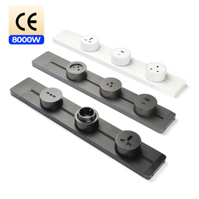 Track Socket Power Rail Outlet Movable Socket Kitchen Track Outlet Aluminum Track Socket Sliding Power Strip CE Certified Rail