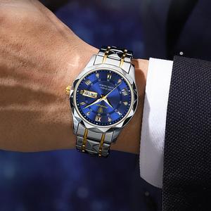 Nuovo <span class=keywords><strong>Orologio</strong></span> da Polso Poedagar 615 di Lusso per <span class=keywords><strong>Uomo</strong></span>, Movimento al Quarzo, Colori <span class=keywords><strong>Verde</strong></span>, Argento, Nero, Oro, Cinturino in Acciaio Inox e Pelle - Product Image 2
